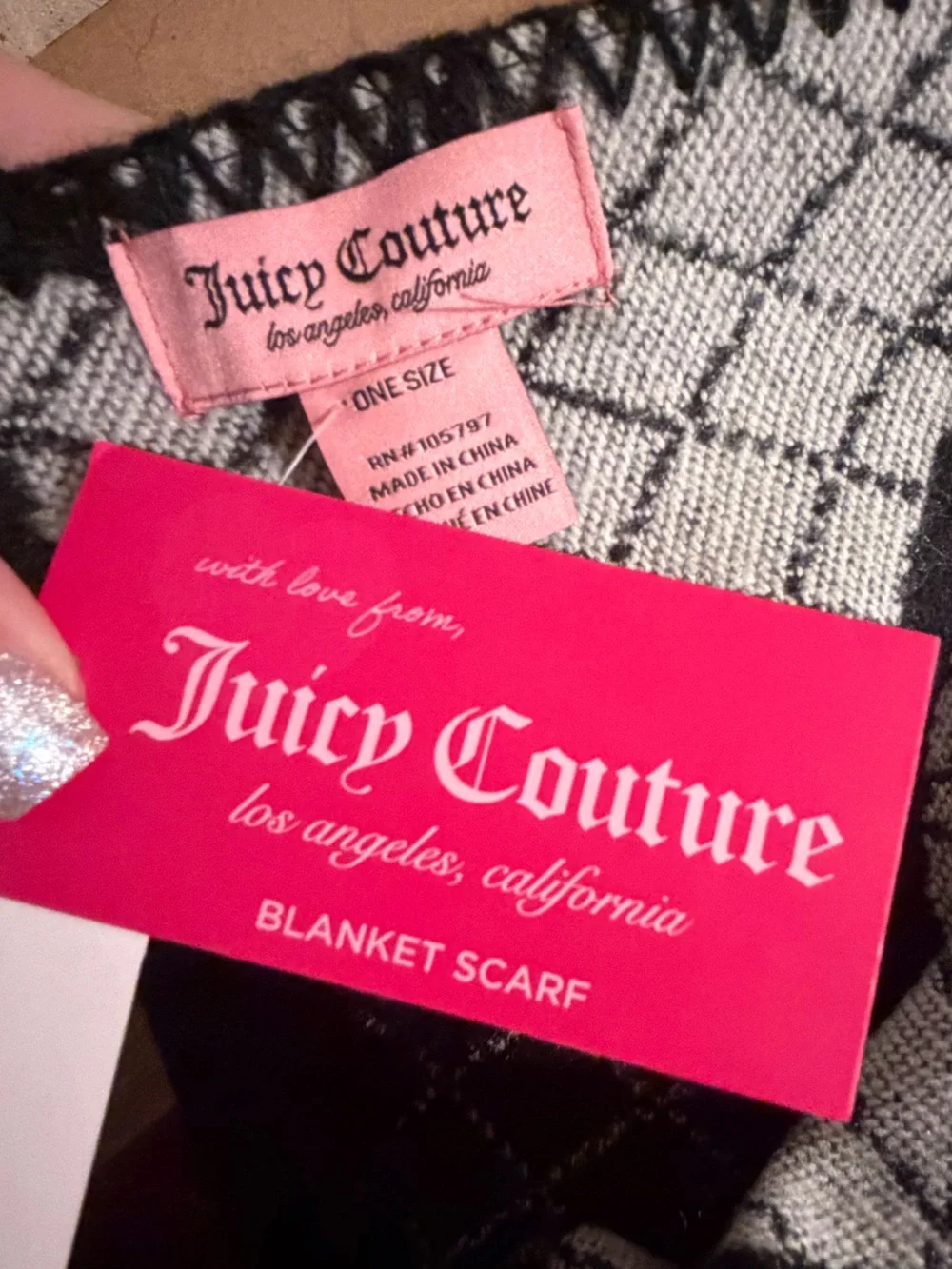 Juicy Couture Black and White Monogram Scarf
